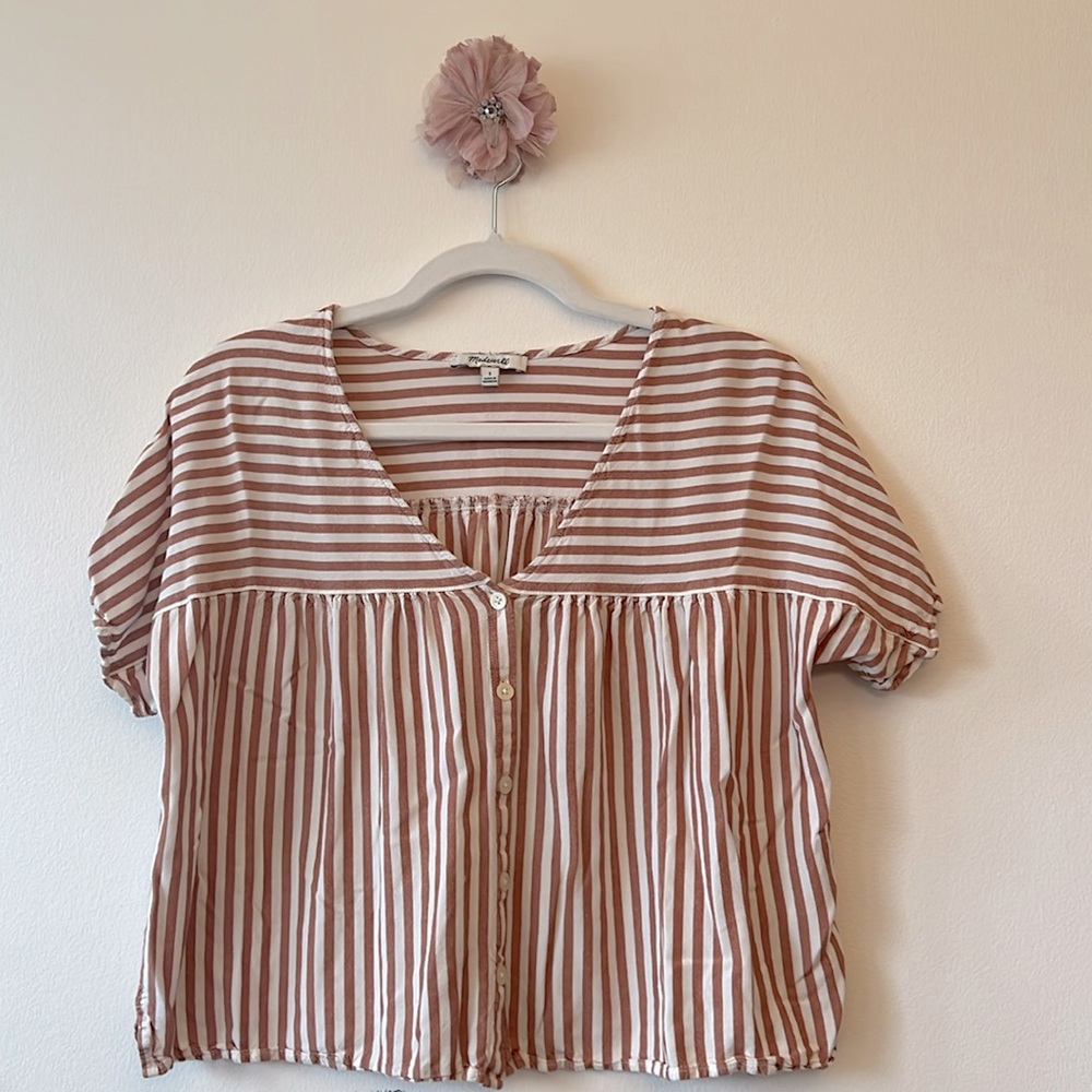 Madewell Small Rhyme Button-Front Top in Stripe Play